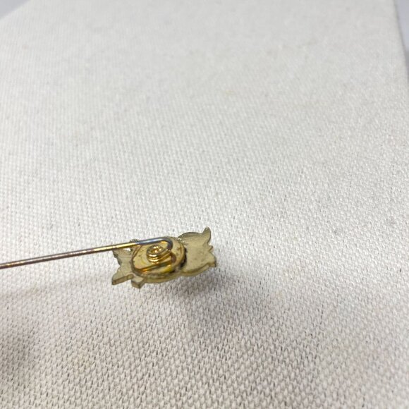 Cloisonne Enamel Owl Stick Pin Novelty Bird Vintage Gold-Tone Green - Picture 8 of 13